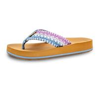 Flojos Womens Esperanza Sandal, Flatform Raffia Upper Wedge On Kush Footbed, Blue/Lavender, 3 UK