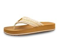 Flojos Womens Esperanza Sandal, Flatform Raffia Upper Wedge On Kush Footbed, Ivory/Tan, 8 UK