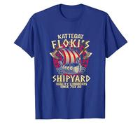 Floki's Shipyard Longboats Since 793 Ad Men Woman Cotton Tee Shirt Blue