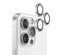 FLOLAB NanoArmour Anti-Reflective for iPhone 16 Pro Max/iPhone 16 Pro Camera Lens Protector - Durable Tempered Glass with Aluminum Ring, TruColors, Ultra Clear, Easy Install - Silver