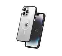 FLOLAB Surtect Tri-Fusion Magnetic for iPhone 14 Pro Phone Case Protective Slim Design Magsafe Compatible Military Grade Black Frame Clear - Arctic White