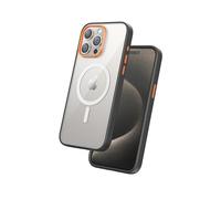 FLOLAB Surtect Tri-Fusion Magnetic for iPhone 15 Pro Phone Case Protective Slim Design Magsafe Compatible Military Grade Black Frame Clear - Orange Blaze