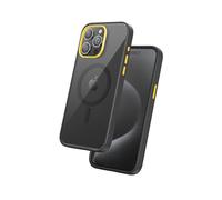 FLOLAB Surtect Tri-Fusion Magnetic for iPhone 15 Pro Phone Case Protective Slim Design Magsafe Compatible Military Grade Black Frame Black Backplate - Cyber Yellow