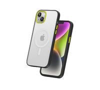 FLOLAB Surtect Tri-Fusion Magnetic iPhone 14 Phone Case Protective Slim Design Magsafe Compatible Military Grade Black Frame Translucent Soft-Touch - Kiwi Green