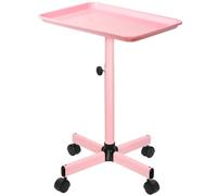 FLOLXNB Salon Tray, Rolling Hair Color Tray, Premium Aluminum Beauty SPA Tray Cart, Hairstylist Tattoo Tray, Height Adjustable Salon Service Tray, Pink Rolling Tray