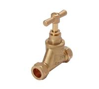 Flomasta Brass Compression Heating & Sanitary Shut-Off Stop Cock, (Dia)15mm X 15mm