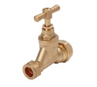 Flomasta Brass Compression Heating & Sanitary Shut-Off Stop Cock, (Dia)15mm X 20mm