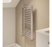 Flomasta Curved Chrome Effect 604Btu Vertical Towel Radiator (W)400mm X (H)700mm