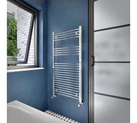 Flomasta Flat Chrome Effect 1415Btu Vertical Towel Radiator (W)600mm X (H)1200mm