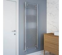 Flomasta Flat Chrome Effect 1972Btu Vertical Towel Radiator (W)600mm X (H)1800mm