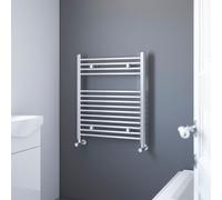 Flomasta Flat Chrome Effect 859Btu Vertical Towel Radiator (W)600mm X (H)700mm
