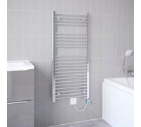 Flomasta Galene Chrome Effect Electric Flat Towel Warmer (W)500mm X (H)1100mm