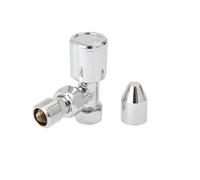 Flomasta Gloss Chrome Effect Angled Manual Radiator Valve (Dia)15mm, Pack Of 2
