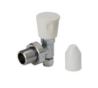 Flomasta Gloss Chrome Effect Angled Manual Radiator Valve (Dia)8mm, Pack Of 1