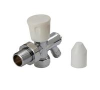 Flomasta Gloss Chrome Effect Angled Manual Radiator Valve & Drain Off (Dia)15mm, Pack Of 1