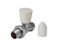 Flomasta Gloss Chrome Effect Straight Manual Radiator Valve (Dia)15mm, Pack Of 1