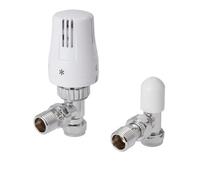 Flomasta Polished Angled Radiator Valve & Lockshield (Dia)15mm X ½"
