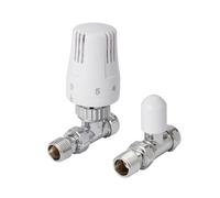 Flomasta Polished Straight Radiator Valve & Lockshield (Dia)15mm X ½"