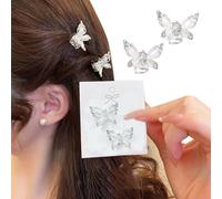Flomiara 1 Pair Mini Butterfly Hair Clips, Girls Metal Small Claw Clips, Equipped With Colorful Diamonds, Delicate. The gripping force is firm. Tiny Cute Hair Accessories for Women Girls Pearl-Silve