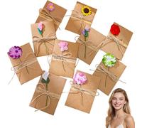 Flomiara 10 Pcs Retro Dried Flower Greeting Cards, Dried Flowers Decorated Postcard, Handmade Kraft Paper Blank Cards with Kraft Paper Envelopes for Birthday Wedding Christmas Thank You Greeting Cards