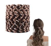 Flomiara 10PCS Elastic Hair Bands 5.5cm Hair Ties Bobbles Elastics Hairbands Ponytail Holders No Metal for Women Girls Kids Men Thick Hair, Black Brown Ponytail Holders Set