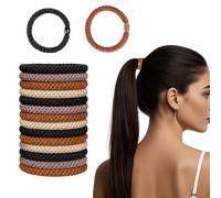 Flomiara 15 Pcs Ponytail Holders Braided Hair Bands Pony Tails Ties Elastic Ties for Women Unique Design, Hair Bobbles No Damage Ties for Women Thick for Girls, Sea Salt Latte color