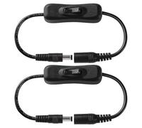Flomiara 2 Pack DC 5.5 x 2.1mm Inline Power Switch Cable, Male to Female DC Extension Lead with On/Off Switch for LED Strip Lights, CCTV Cameras, Router, 12V 24V, 30cm, Black