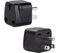 Flomiara 2 Pack UK to US Plug Adaptor, 2 Pack Thailand Travel Adapter, Brushed Surface USA Travel Adapter, Travel Adaptor from UK To USA, Thailand, Mexico, Canada, Colombia, Black (Type B)