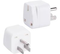 Flomiara 2 Pack UK to US Plug Adaptor, 2 Pack Thailand Travel Adapter, Brushed Surface USA Travel Adapter, Travel Adaptor from UK To USA, Thailand, Mexico, Canada, Colombia, White (Type B)
