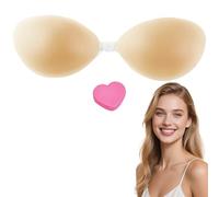 Flomiara 2 Pairs Women's Invisible Strapless Bras, Reusable Stick On Bra Skin-Friendly Sticky Push Up Bra Adhesive Bra for Party, B Cup Bar Wedding, Beach, and Everyday Wearing Backless Bra for Women