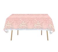 Flomiara 2 PCS Happy Birthday Tablecloth Birthday Glitter Diamond Table Cloth Disposable Party Tablecloth Rectangle Table Cover Covers Birthday Party Baby Shower Decoration 108 x 54 Inches, Pink