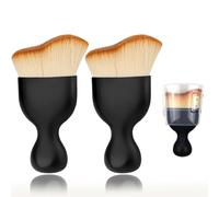 Flomiara 2 Pcs Tan Brush, Tanning Makeup Face & Angled Flat Foundation Blush Buffing Brush for Cosmetics Blending Liquid Powder Cream Tan Applicator, Self Tanning Face Hands Feet Body Leg Brushes Set