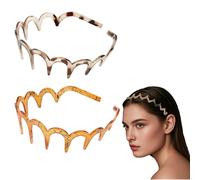 Flomiara 2 Pcs Zig Zag Headband for Women Girls, Plastic Tooth & Comfort Wavy Hair Comb Headbands, Multi-Style Flexible Hair Accessories, Black Classic 90s Hairband with Teeth Combs, 2 Styles