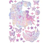 Flomiara 2PCS Anti-Collision Window Stickers, PVC Self-Adhesive Fairy Clings, Rainbow Sticker, Fairy Prism Window Suncatcher Stickers, Prevent Birds People from Hitting Glass, (Purple Fairy)