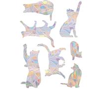 Flomiara 2PCS Anti-Collision Window Stickers, PVC Self-Adhesive Little Cat Clings, Rainbow Sticker, Little Cat Prism Window Suncatcher Stickers, Prevent Birds People from Hitting Glass