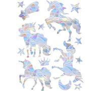 Flomiara 2PCS Anti-Collision Window Stickers, PVC Self-Adhesive Unicorn Clings, Rainbow Sticker, Prevent Birds People from Hitting Glass, Unicorn Prism Suncatcher Stickers