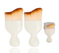 Flomiara 2PCS Tan Brush, Tanning Makeup Face & Angled Flat Foundation Blush Buffing Brush for Cosmetics Blending Liquid Powder Cream Tan Applicator, Self Tanning Face Hands Feet Body Leg Brushes White