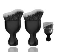 Flomiara 2PCS Tan Brush, Tanning Makeup Face & Angled Flat Foundation Blush Buffing Brush for Cosmetics Blending Liquid Powder Cream Tan Applicator, Self Tanning Face Hands Feet Body Leg Brushes Black