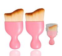 Flomiara 2PCS Tan Brush, Tanning Makeup Face & Angled Flat Foundation Blush Buffing Brush for Cosmetics Blending Liquid Powder Cream Tan Applicator, Self Tanning Face Hands Feet Body Leg Brushes Pink