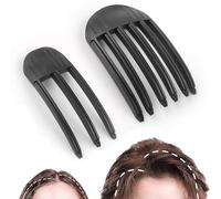 Flomiara 2Pcs Volume Hair Clips, Wind Shaping Styling Combs for Fluffy Bangs, 3/6 Teeth Puffy Lazy Hair Clip High Crown Volume Tools Set, No-Trace Easy Women Men Natural Volumizing Comb, Black
