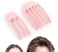 Flomiara 2Pcs Volume Hair Clips, Wind Shaping Styling Combs for Fluffy Bangs, 3/6 Teeth Puffy Lazy Hair Clip High Crown Volume Tools Set, No-Trace Easy Women Men Natural Volumizing Comb, Pink