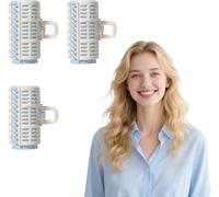 Flomiara 3 Pack Hair Curlers Rollers with Clips, Daily USE Volume Hair Clip, Duckbill Clips Hair Rollers for Long Medium Short Thick Fine Volume Bangs, Rollers for Hair Curling (Spiral Roll Blue)