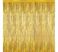 Flomiara 3PCS 78.74ft x 39.37ft Foil Curtain Decorations, Gold Tinsel Foil Fringe Curtains Streamers Backdrop for Birthday Graduation Wedding Engagement Bridal Shower Holiday Party Decoration