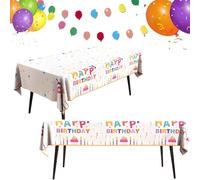 Flomiara 3PCS Colorful Happy Birthday Tablecloth Birthday Table Cloth Disposable Birthday Party Tablecloth Rectangle Table Cover Birthday Covers Birthday Party Baby Shower Decoration 108 x 54 Inches