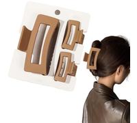 Flomiara 3PCS Hair Clips for Women, Claw Clips, Plastic Square Hair Clip Home Makeup Outdoor, Suitable for Thick Thin Hair, Strong-Hold Claws for Styling, Light Cute for Women Girls, Milk Coffee Color