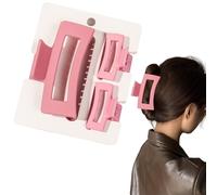 Flomiara 3PCS Hair Clips for Women, Claw Clips, Plastic Square Hair Clip Home Makeup Outdoor, Suitable for Thick Thin Hair, Strong-Hold Claws for Styling, Light Cute for Women Girls, Frosted Rose Pink