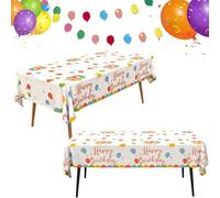 Flomiara 3PCS Happy Birthday Tablecloth Birthday Table Cloth Disposable Birthday Party Tablecloth Rectangle Table Cover Birthday Table Covers for Birthday Party Baby Shower Decoration 108 x 54 Inches