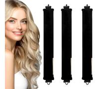Flomiara 3Pcs Heatless Curlers Blowout Rods, No Heat Overnight Blowout Rods for Women Girls DIY Hair Styling, Effortless Heatless Curls Rod, Comfortable for Long Short Wavy All Hair Types, Black