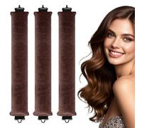Flomiara 3Pcs Heatless Curlers Blowout Rods, No Heat Overnight Blowout Rods for Women Girls DIY Hair Styling, Effortless Heatless Curls Rod, Comfortable for Long Short Wavy All Hair Types, Brown