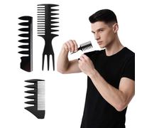Flomiara 3PCS Mens Hair Styling Set, Hair Combs Barber Wide Tooth Texture Comb For Quiff, Pompadour, Undercut Suitable for All Kinds of Men's Hairstyles, Vintage, Suitable for Home Use Hairdressers